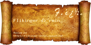 Flikinger Ármin névjegykártya